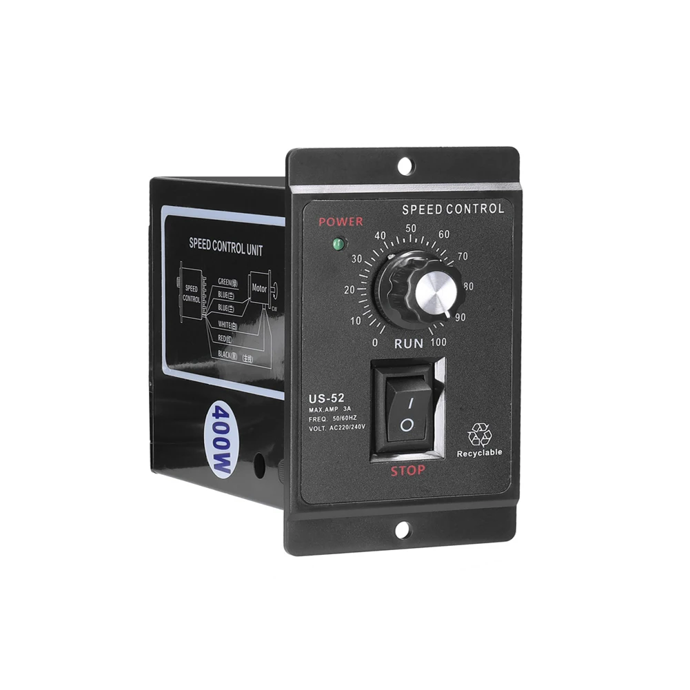 400W Motor Speed Controller AC220V50Hz Digital Adjustable Stepless Single Phase Motor Speed Controller 0-1450rpm Speed Regulator