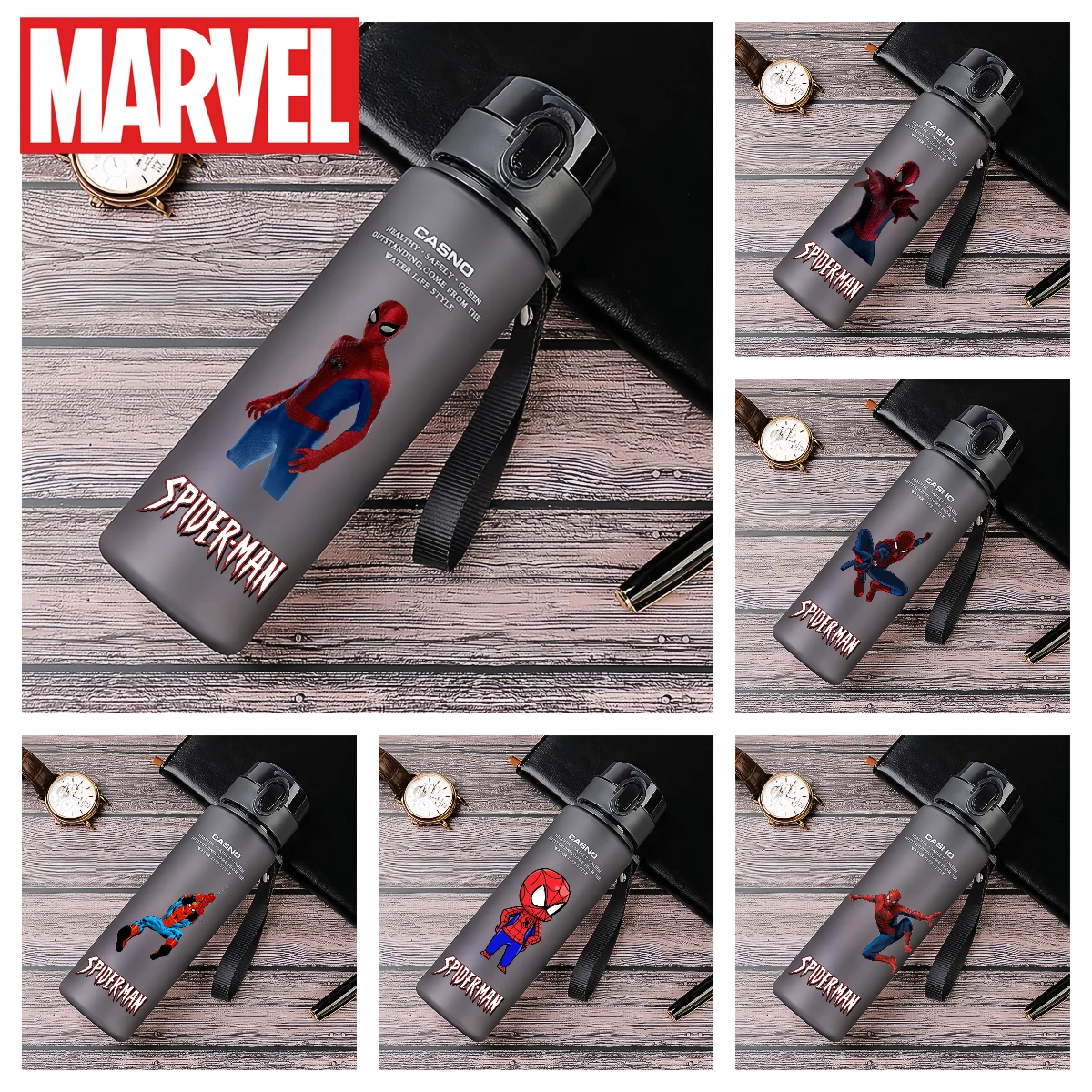 560ML New Marvel Spider-Man Water Cup Large Capacity Food Grade Plastic High Temperature Resistant Boys Sports Student Cup Gift