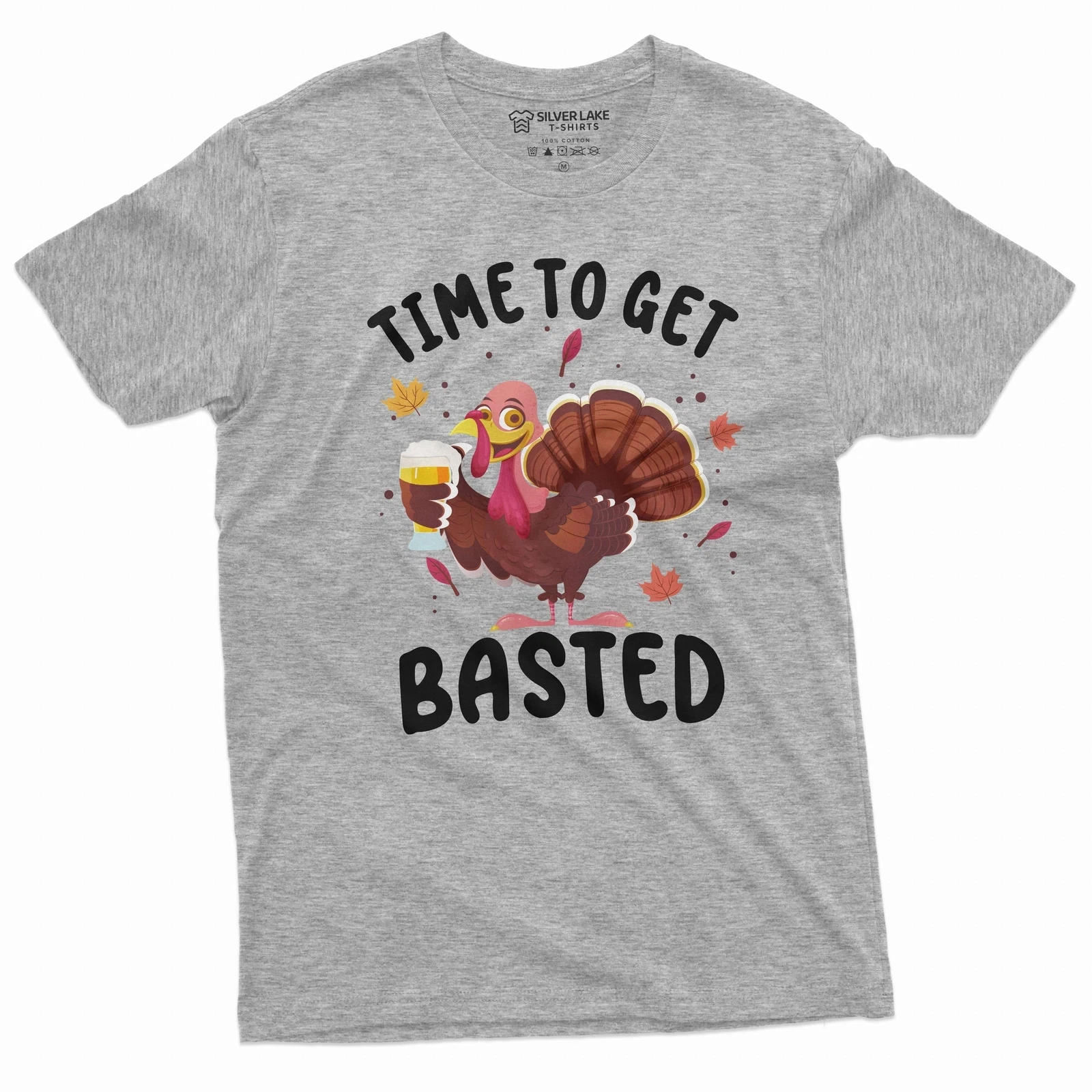 Mens Funny Thanksgiving shirt Turkey time to get basted party funny humorous tee Autumn New Base Shirt Unisex T-shirt
