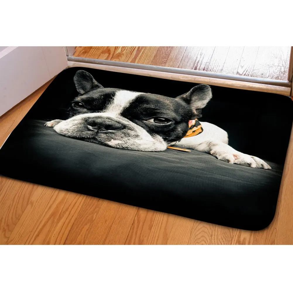 Black Boston Terrier Printed Soft Flannel Mats for Bedroom Bathroom Home Decoration