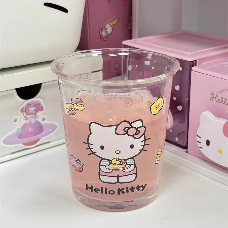 

Miniso Hello Kitty Water Cup Cute Cartoon Printing Ins Girl Household Coffee Glass Cups Friend Birthday Gift