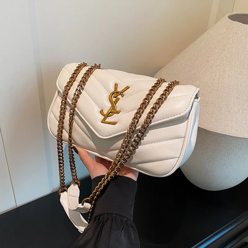 حقيبة كتف مستوحاة من المصمم للنساء 2025 محفظة كروس بحزام سلسلة متعددة الاتجاهات حقيبة نهارية فاخرة جمالية ​