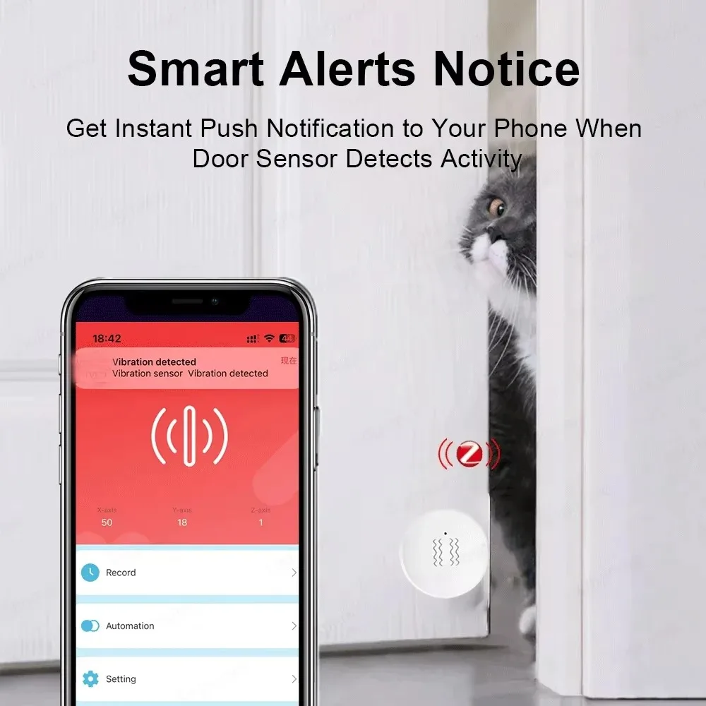 ZigBee Vibration Tilt Sensor Door Window Alarm Detection Smart Home Automation Security Protection System for Google Assistant