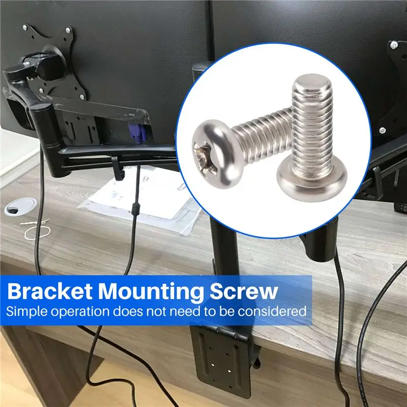 A84E-10 Pieces Computer TV LCD Monitor Stand Bracket Mounting Screw M4x10mm