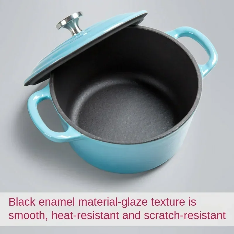 Lotus Leaf Enamel Cast Iron Saucepan Non-Slip Pot Bottom, Non-Stick Baby Casserole Steamer Household Cookware,  Cooking Solution