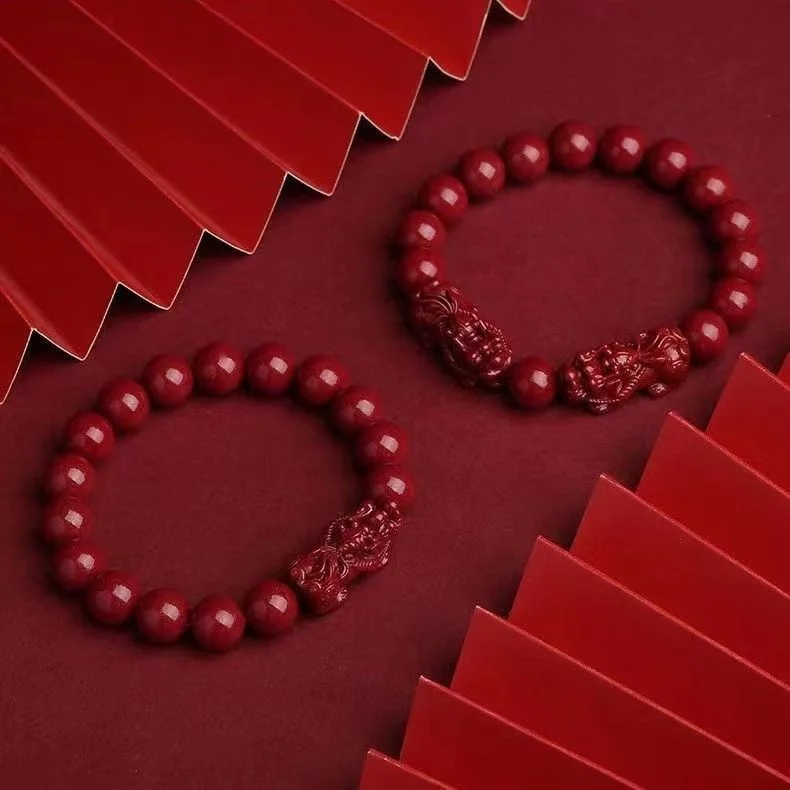 

Женский двойной браслет Pixiu Buddha Beads Cinnabar, реальные товары, богатые богатства, модель Pixiu натуральная киноварь