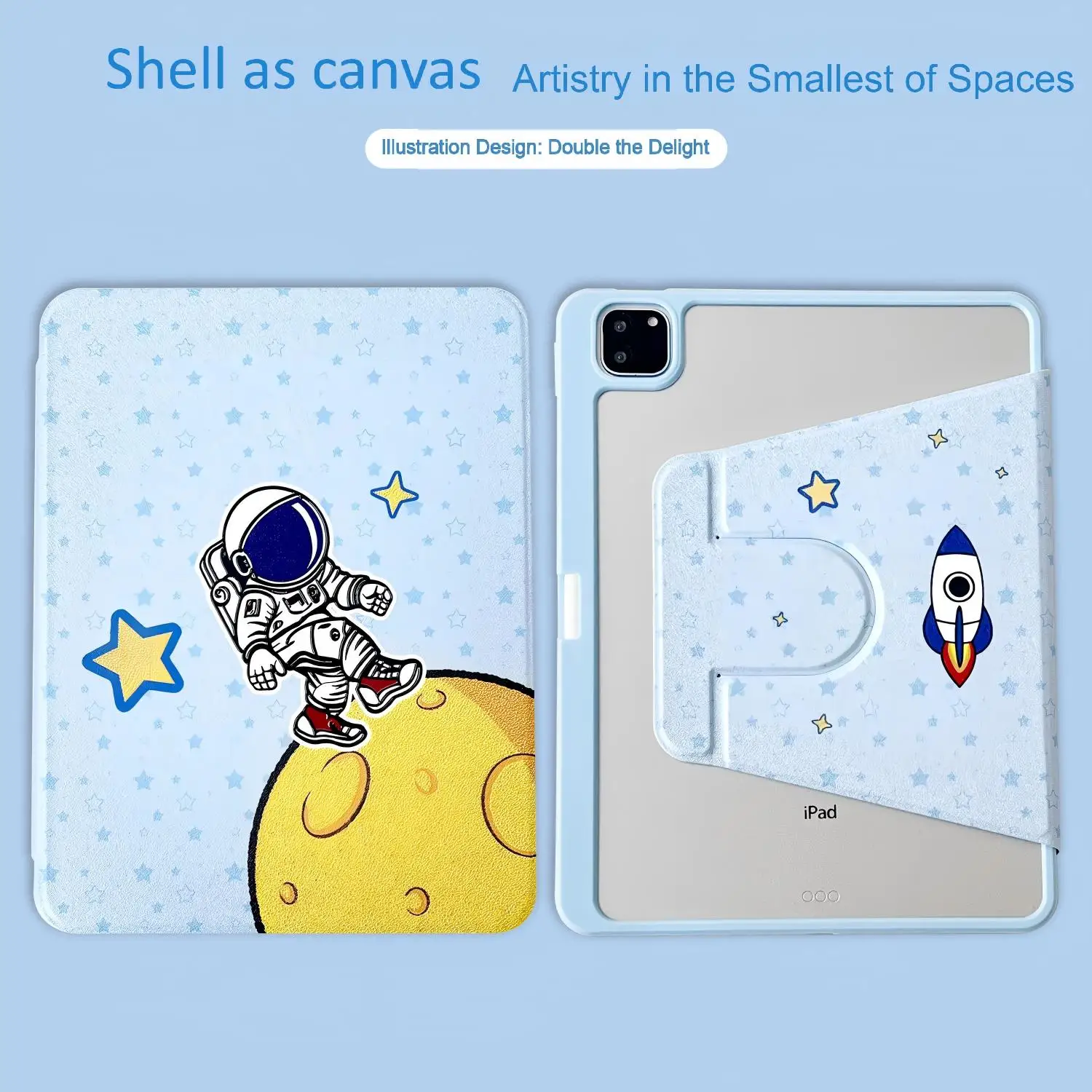 

Blue Starry Sky Astronaut 360° Rotating Tablet Protective Case for iPad Pro 13 2024 Pro 11 2024 Air7 th 2025 10.9 10.2 9.7 Mini