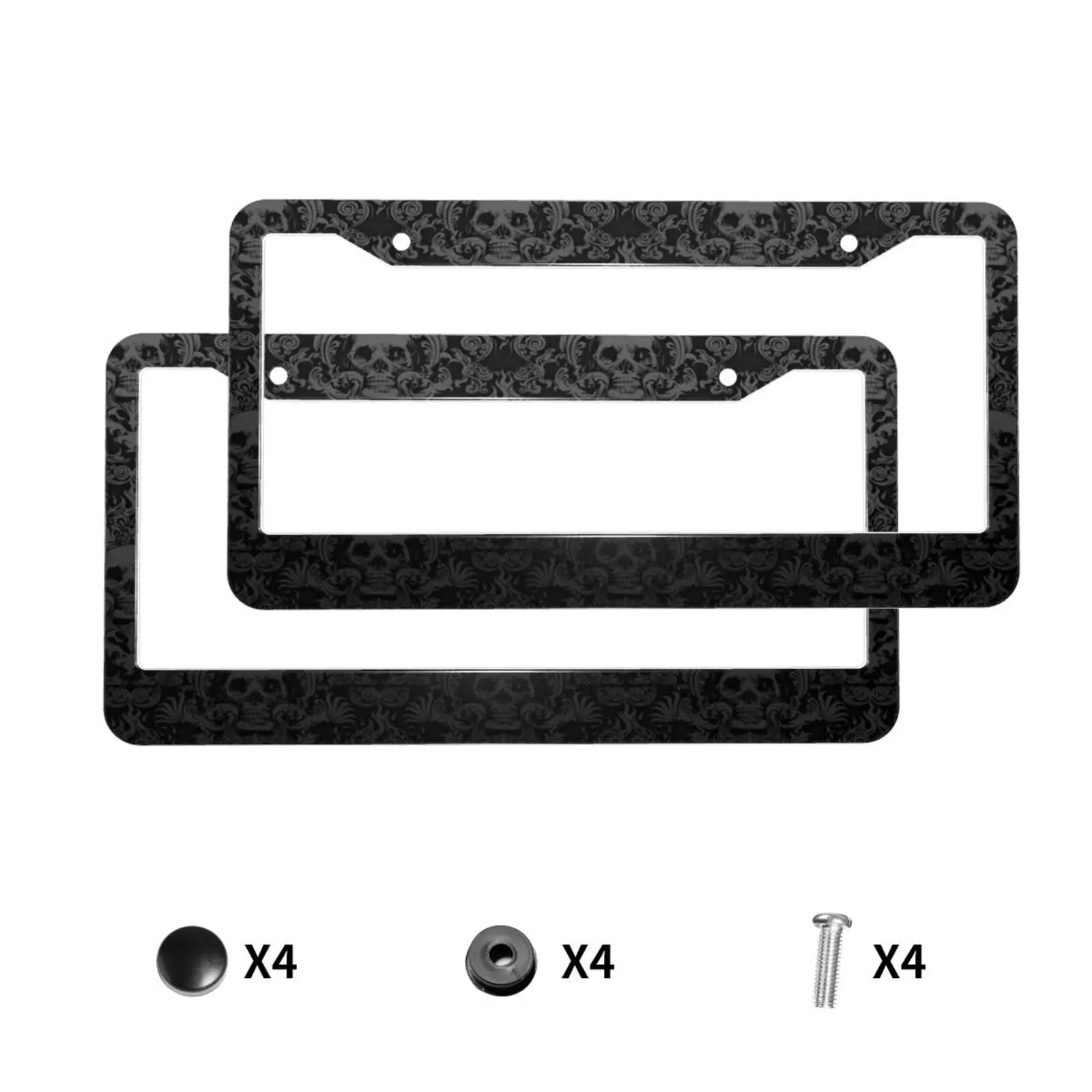 

Готический готический черный череп, универсальный алюминиевый сплав, рамка для номерного знака автомобиля США, автомобильный аксессуар, водонепроницаемый держатель номерного знака