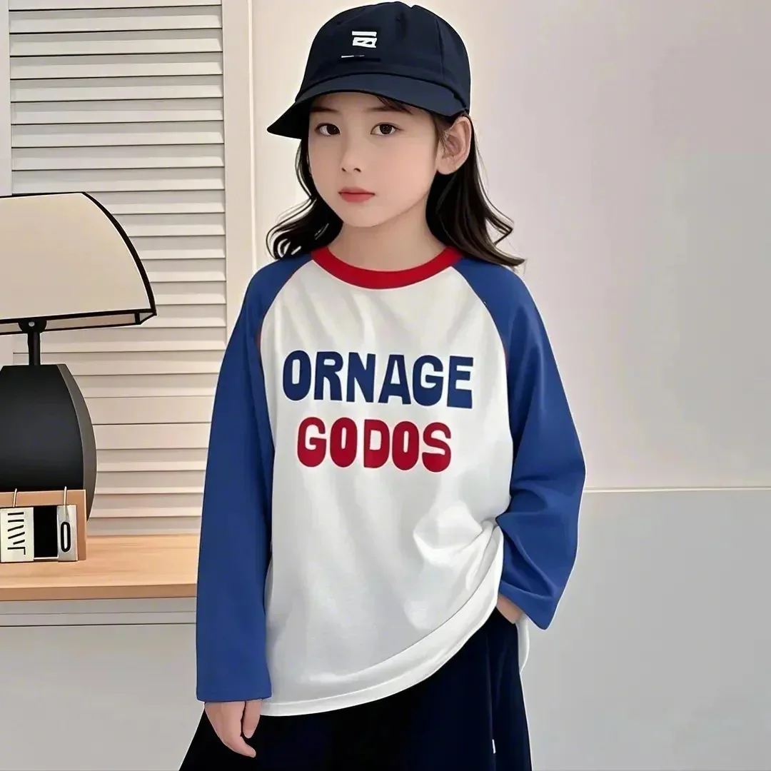 Baumwoll-T-Shirts für Babys, Jungen und Mädchen, farbblockierende Langarm-T-Shirts, lässige Mode, Kinderkleidung, Basishirts – Detail 8