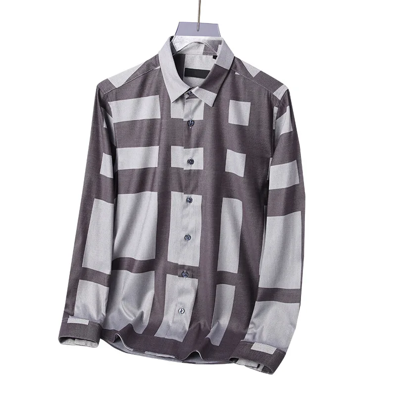 

New Arrival Shirts for Men Spring and Autumn Long Sleeve Print Mens Shirts Turn-Down Collar Slim Fashion Shirts Camisas