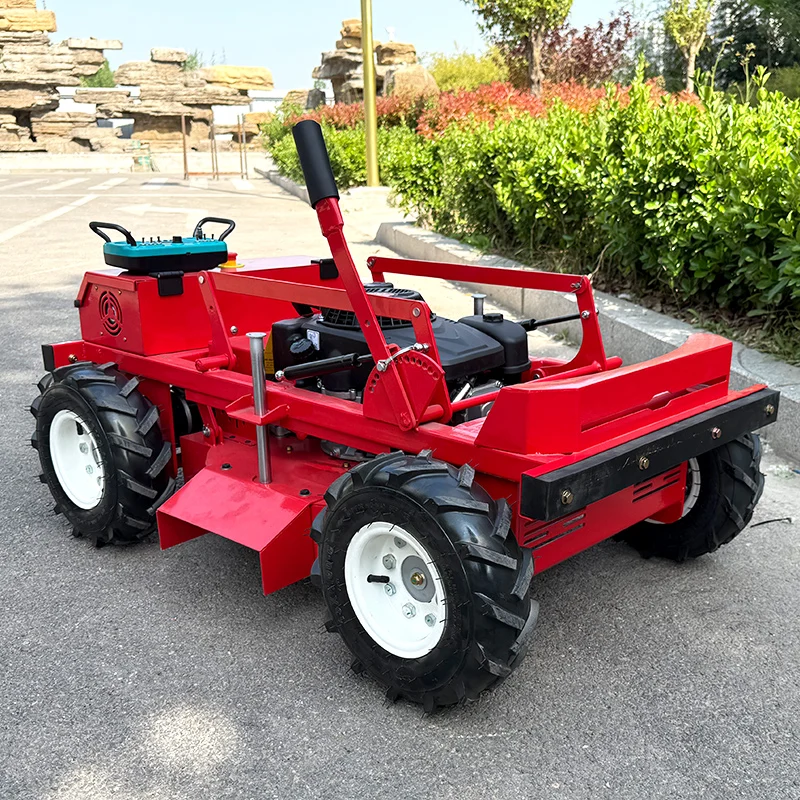 カスタマイズされた中国製の車輪付き芝刈り機、強力なグリップの芝生修理リモコン芝刈り機