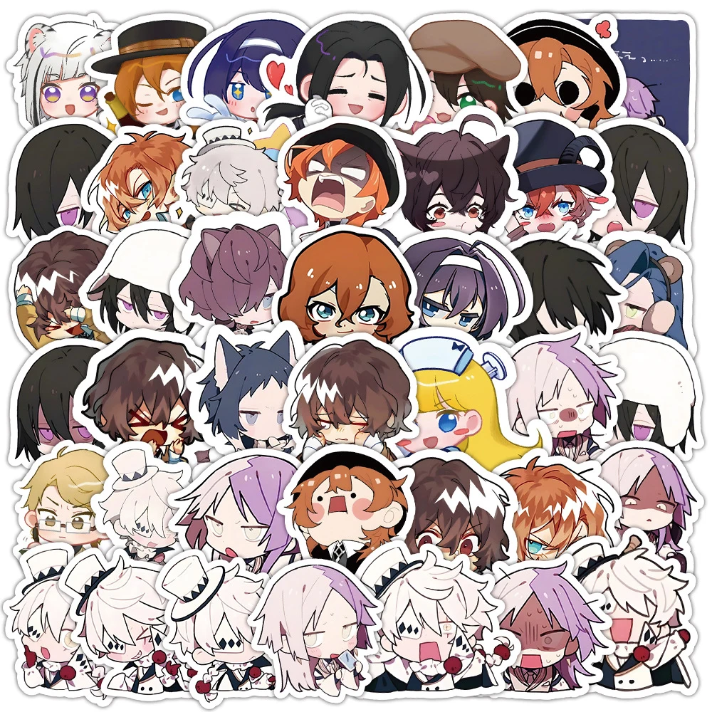 10/30/60 Uds. Pegatinas bonitas de Anime Bungo Stray Dogs versión Q divertida pegatinas de grafiti de dibujos animados cuaderno teléfono pegatina de equipaje juguete para niños