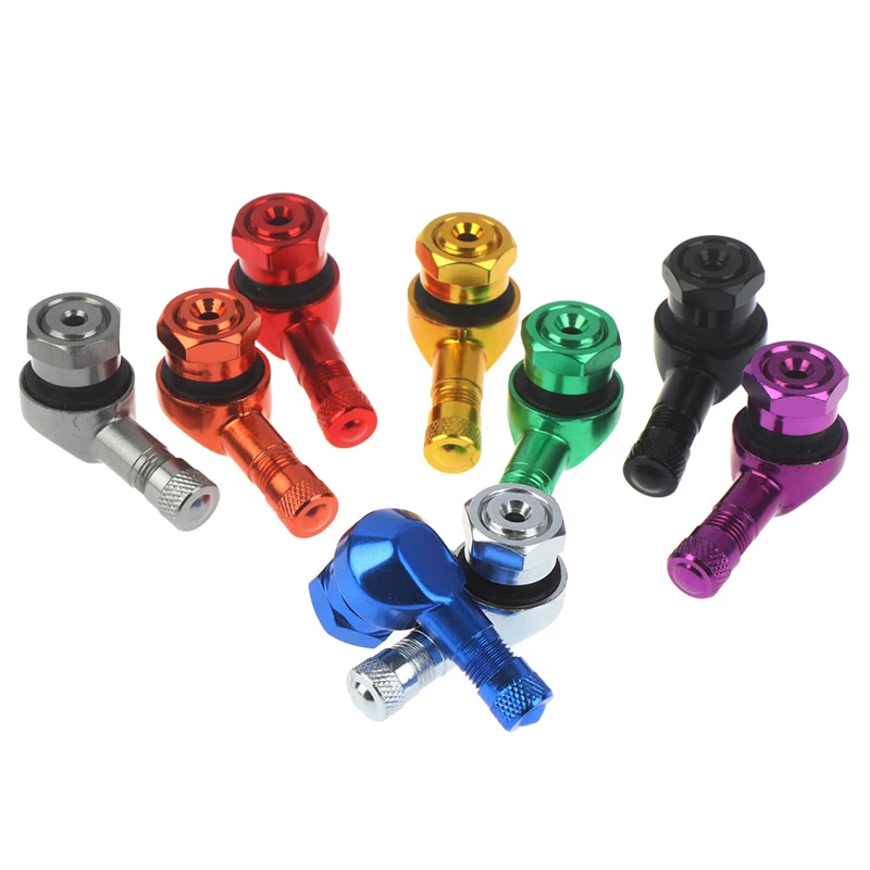 2PCS CNC Motorcycle 90 Degree Angle Wheel Tire Stem Tubeless Valve Aluminum image 3