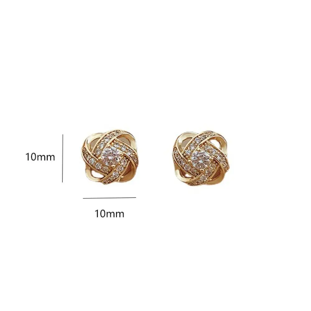 여성용 실버 골드 크리스탈 트위스트 귀걸이, 고급 다이아몬드 귀걸이, 쥬얼리 지르콘 이어 스터드, 니치 디자인, 패션 선물, 2 개