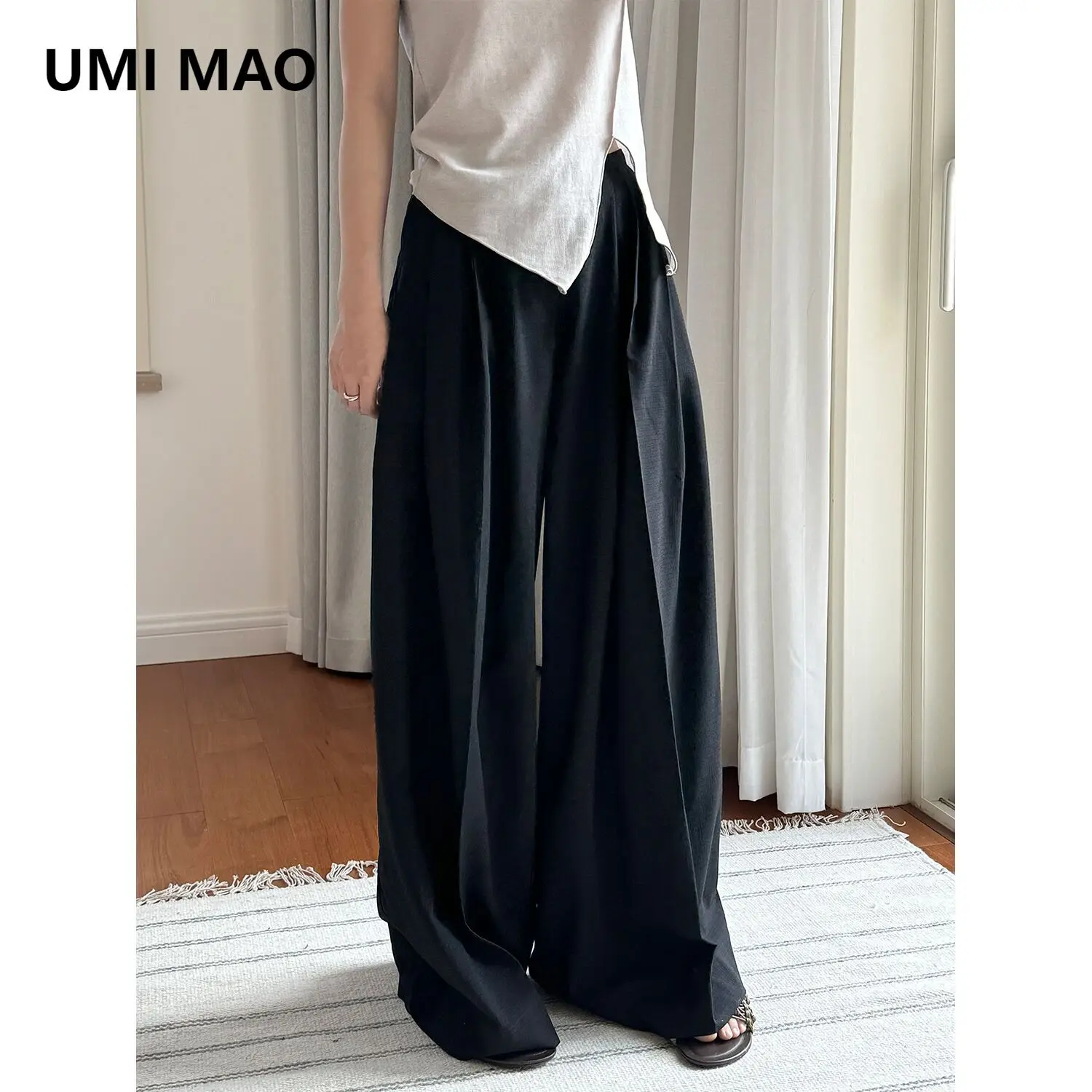 UMI MAO Wide Leg Trousers Summer New Japanese Style Artistic Dance Style Casual Loose Crisp Smooth Comfortable Pants Women