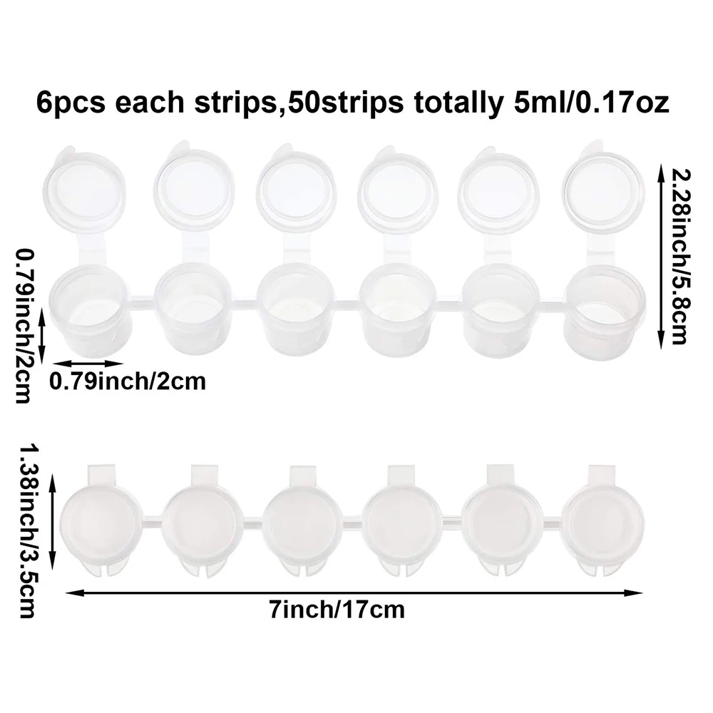 Gfc-50 스트립 빈 페인트 냄비 5 Ml 페인트 냄비 스트립 보관 용기 그림 예술 공예 용품, 총 300 냄비
