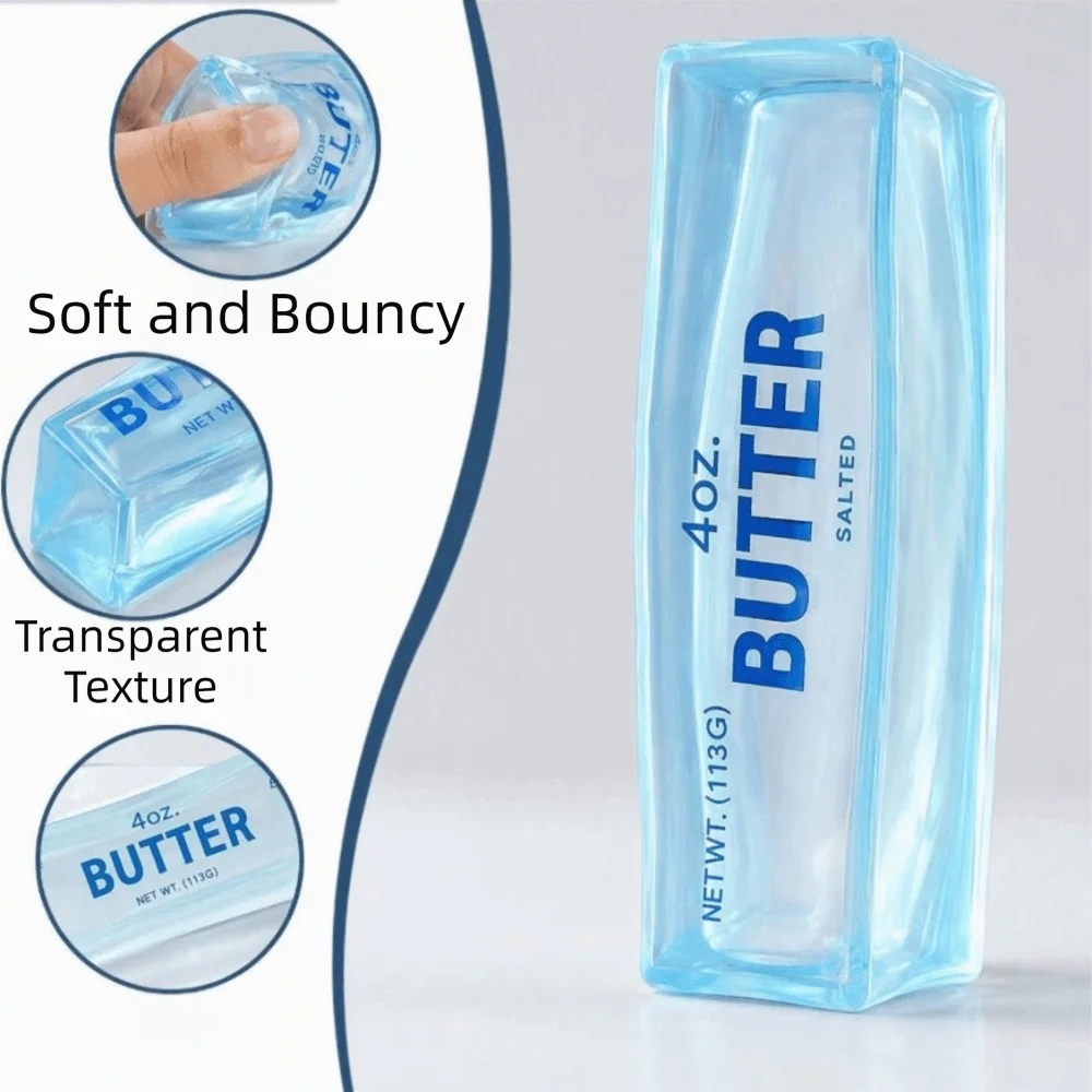 Transparency Butter Stick Squeezing Realistic Plasticity Butter Stick Squishy TPR Hand Relax Butter Stick Pinch for Adults