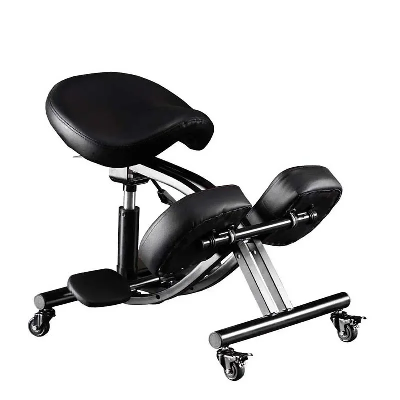 -Adjustable Ergonomic Saddle Chair, Dual Cushion, Anti Hunchback, Upright Adult, Correction