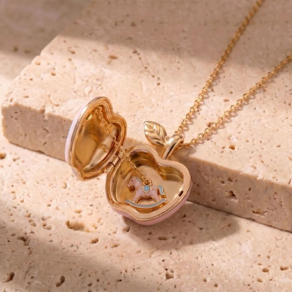 Gold color Opening Closing Phase Box Necklace Ballet Style Opening and Closing Box Women's Necklace Jewelry Gift