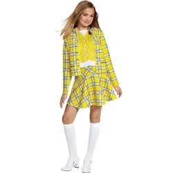 Cosplay Clueless Cher Horowitz Suit Short Skirt Suit Plaid College Style Women's Clothing Halloween Role Play Costumes