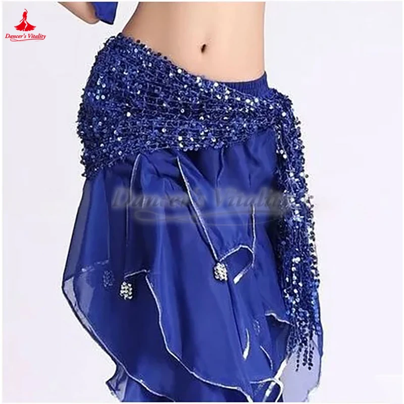 Nuevo estilo de trajes de danza del vientre, lentejuelas, bufanda de cadera para mujer, cinturones de danza del vientre