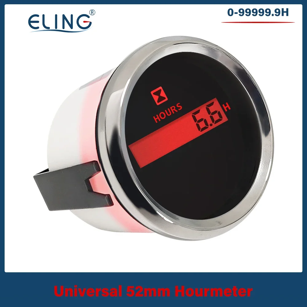 ELING العالمي 52 مللي متر مقاوم للماء ساعة رقمية متر مقياس LCD محرك عرض لقارب دراجة نارية 9-32 فولت