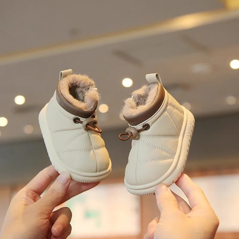 Winter Boots for Baby Boys Outdoor Girls Snow Boots Fashion Elastic Band Plush Children Cotton Shoes Non-slip Kids Casual Shoes