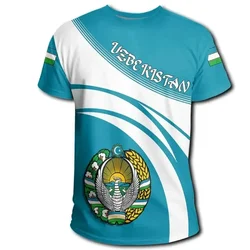 Uzbekistan 3D printed T-shirt National Flag National Emblem element top for men and women High quality casual streetwear chic