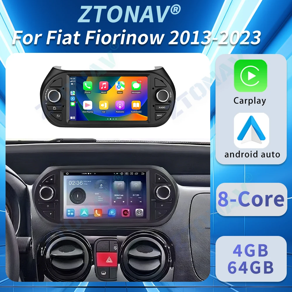 Carplay Android Car Stereo For Fiat Fiorinow Car Radio Multimedia Screen Navigation GPS Auto Headunit 2013 - 2023