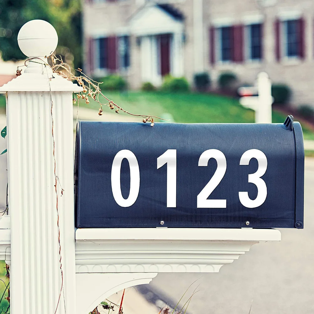 

5 Sheets Classic Waterproof Decal Stickers White Mailbox Numbers Doorplate Letters for Sports Self Adhesive Reflective