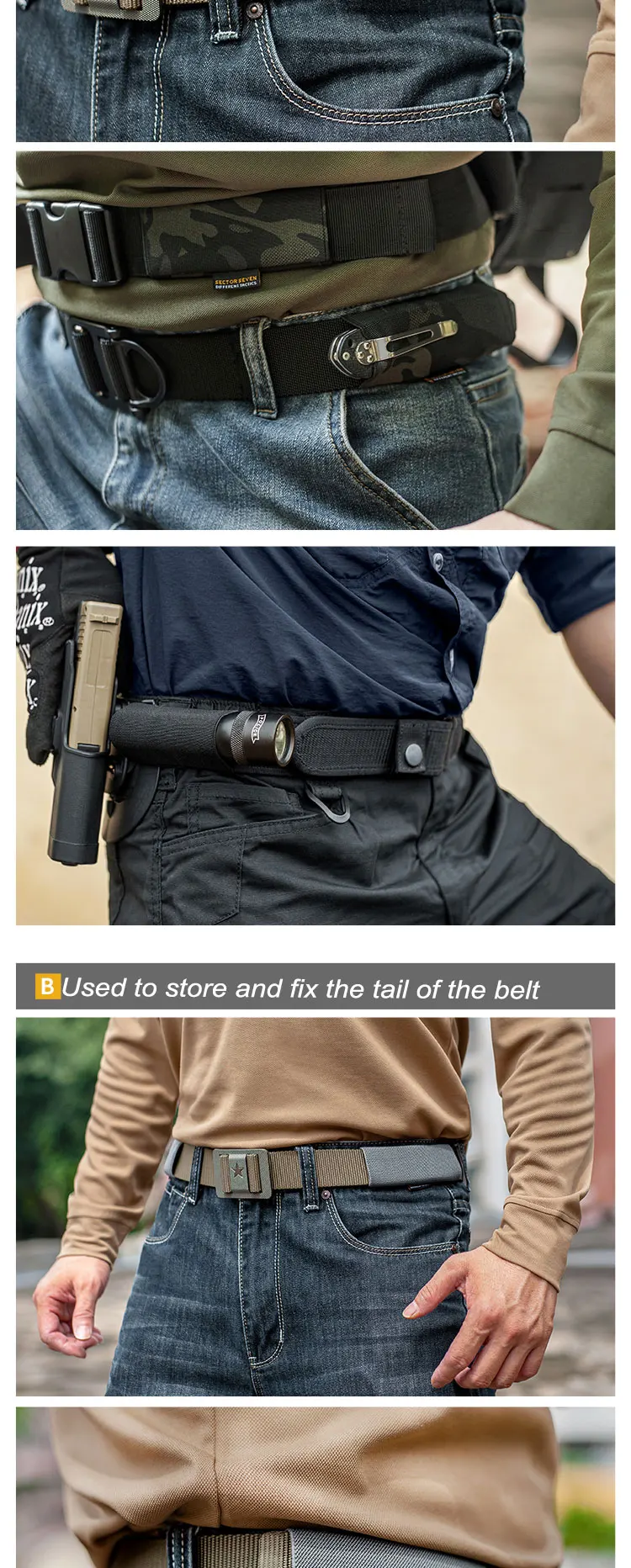 Gürtelhülle Elastische Schlaufe EDC Gürtelorganizer Verdeckter Werkzeughalter Taschenlampenhalter Taktisches Jagdzubehör – Detail 4