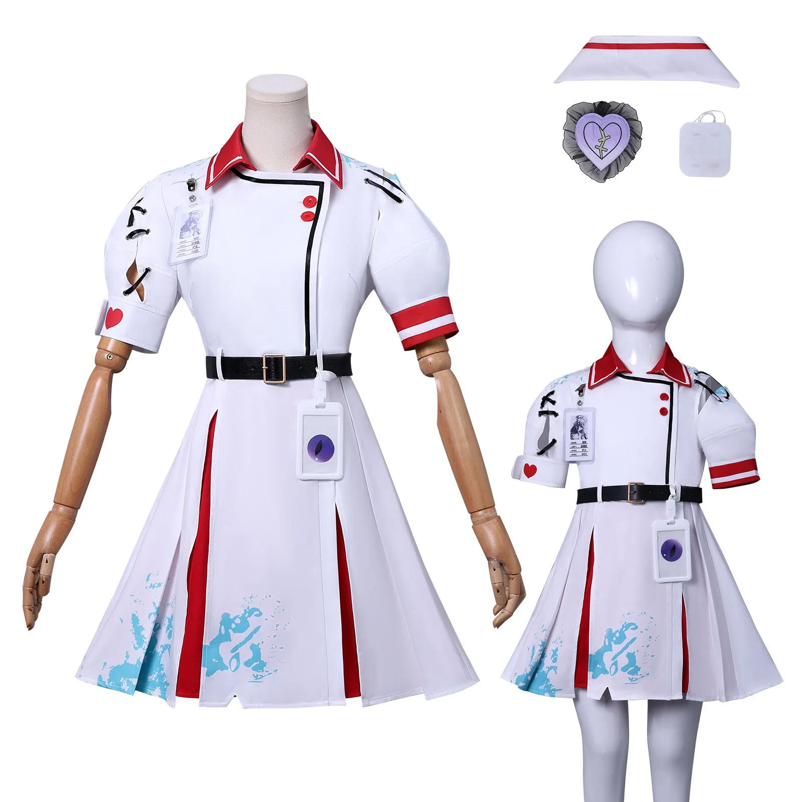 

Egg Party Cosplay Costume for Kids Women Girls Sad Nurse Heather Game Character Costume Cosplay Halloween Secondary Role Playing