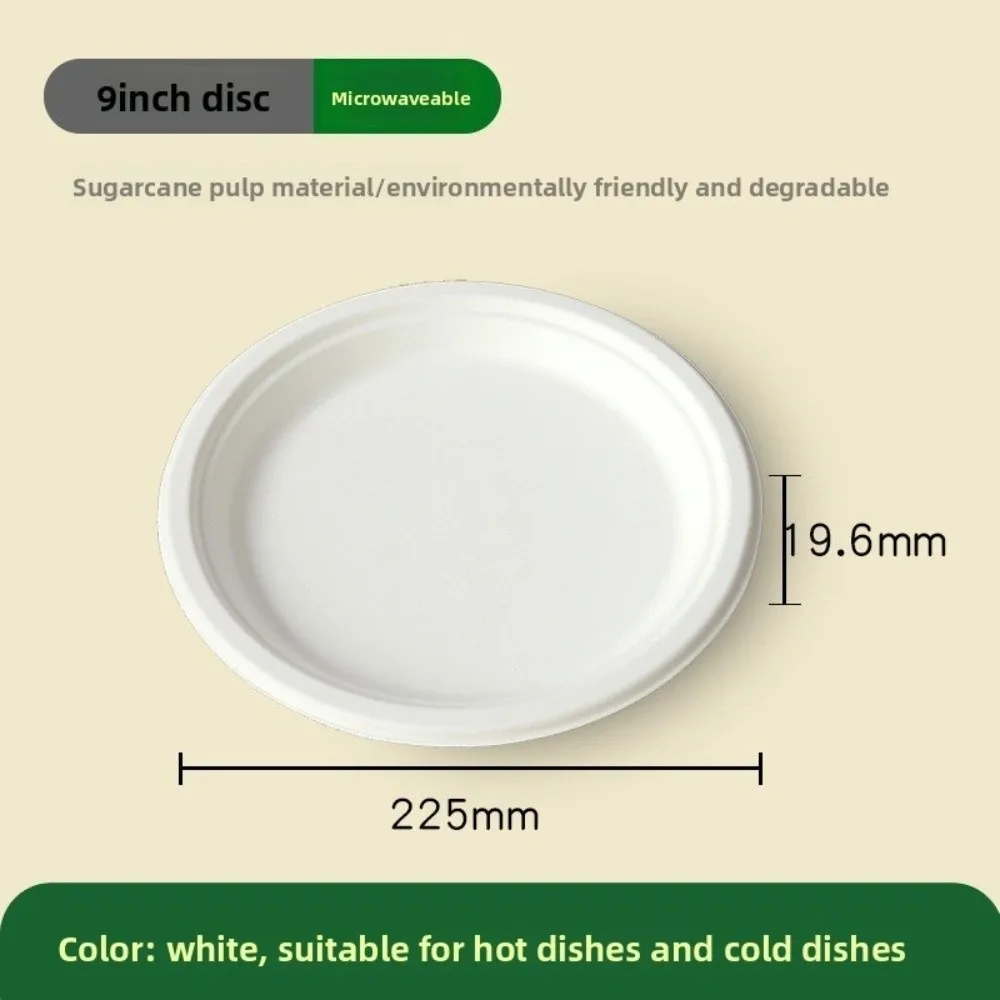 

50pcs Disposable Round Paper Plates Anti-Seepage Biodegradable Disposable Dinner Dish Microwavable Oil Resistant