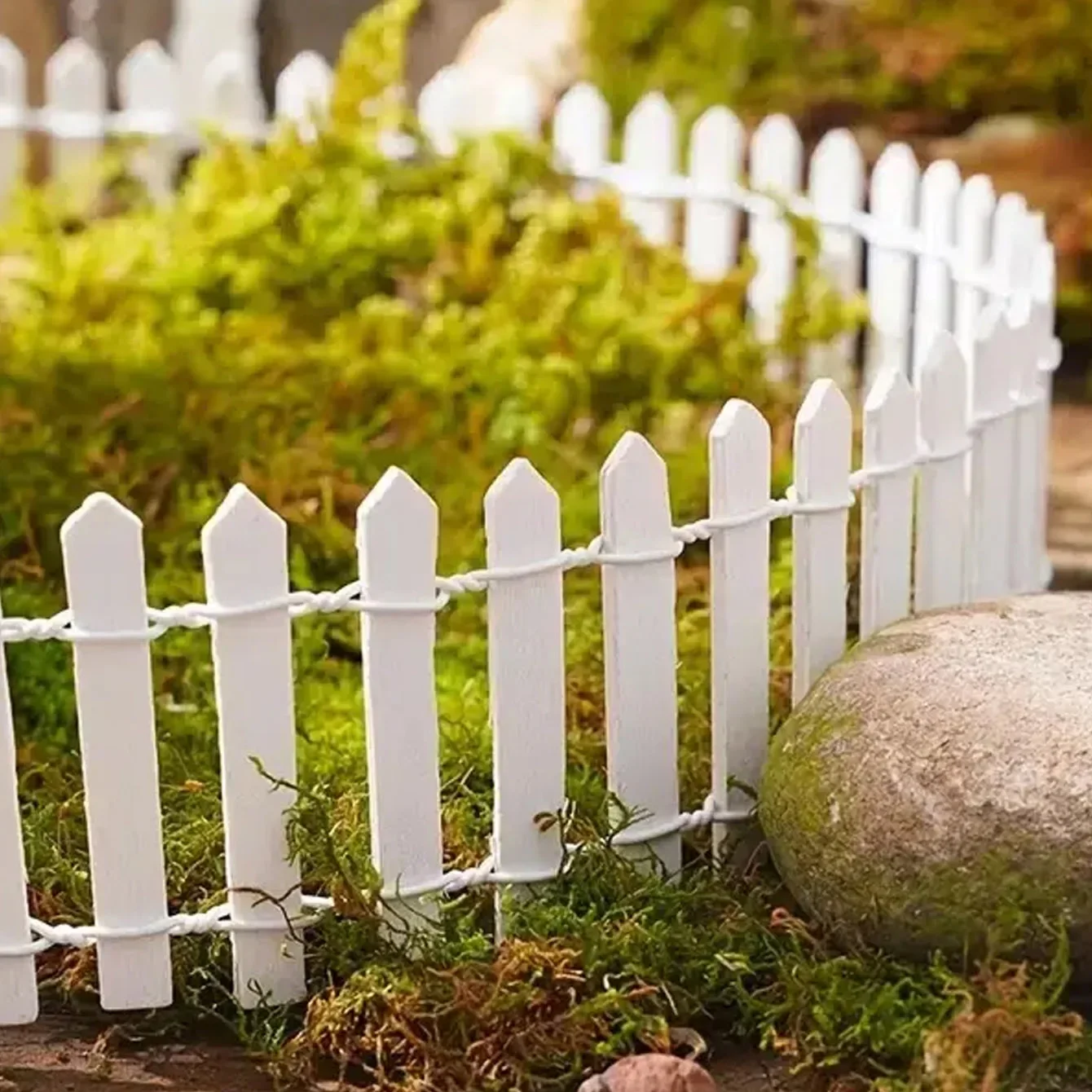 Bonita barrera de madera, Mini valla de madera en miniatura, accesorios de jardín de hadas DIY, escaparate de casa de muñecas, decoraciones artesanales para terrario