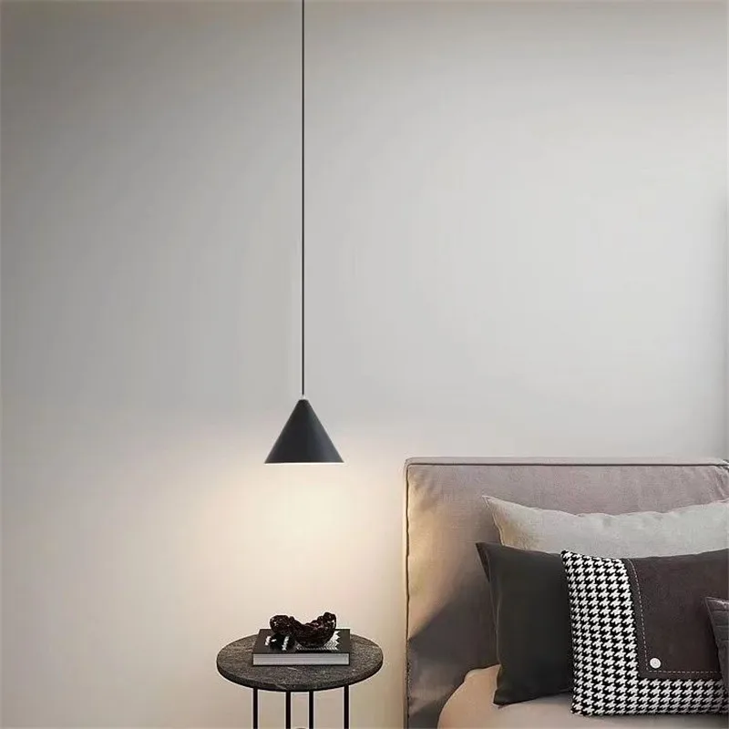 

Simplicity Bedroom Pendant Lights Nordic Black White Kitchen Bar Dining-table Hanging Lamp Indoor Decoration