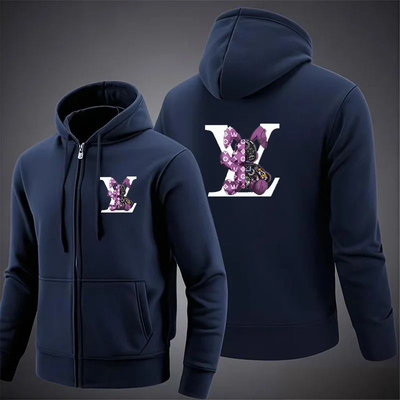 

High quality 2025 zippered hooded men's sportswear casual streetwear loose spring and autumn solid color women's hooded jacket