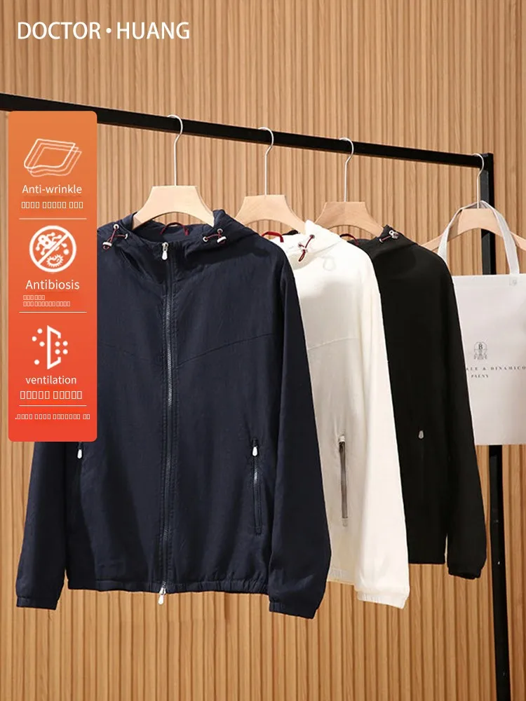 

Итальянская роскошная мужская повседневная куртка-худи из смесового льна для весны и лета, новинка от Доктора Хуаня, городской свободный крой.