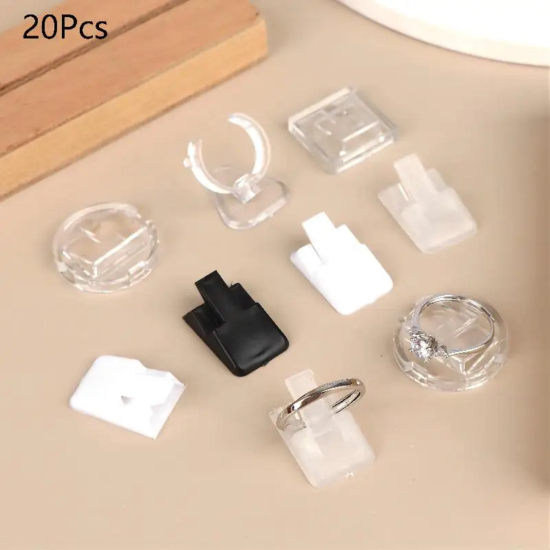 20Pcs Plastic Ring Display Stands, Jewelry Storage Organizer Rack Counter Showcase Decor Holder
