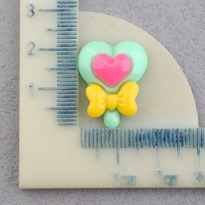 Kawaii Heart Lollipop Resin Cabochon for DIY Jewelry Making 20pcs Fake Foods Wholesale Flatback Scrapbook Decoration Accessory