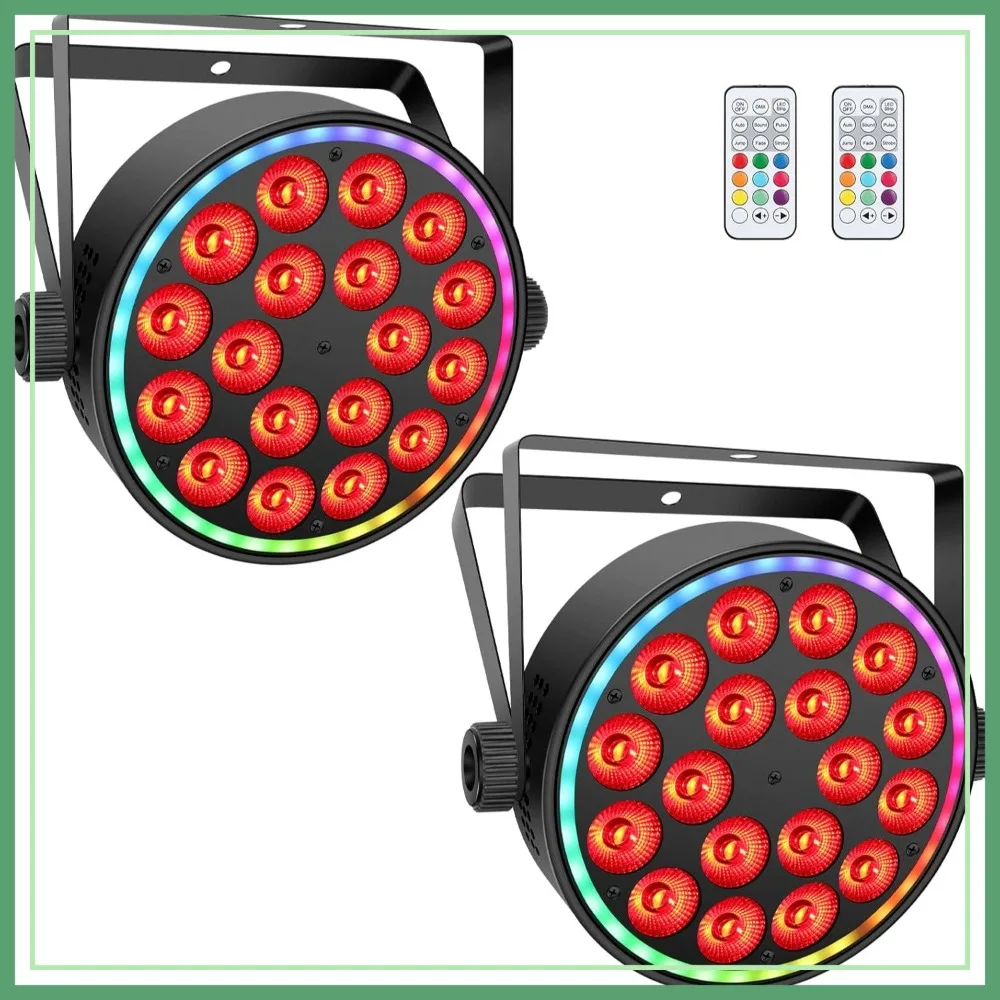 

180W RGBW Par Can with Dual-Effect Ring LED, DMX & Remote, Metal Casing, 2-Pack for Stage Lighting