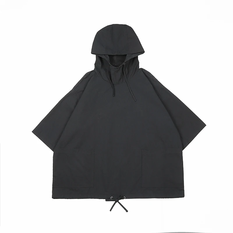 Japan Style Men's Hoodies Handsome Streetwear Short Sleeve Hooded Sweatshirts Men Casual Harajuku Pocket Men Clothing Hoodies