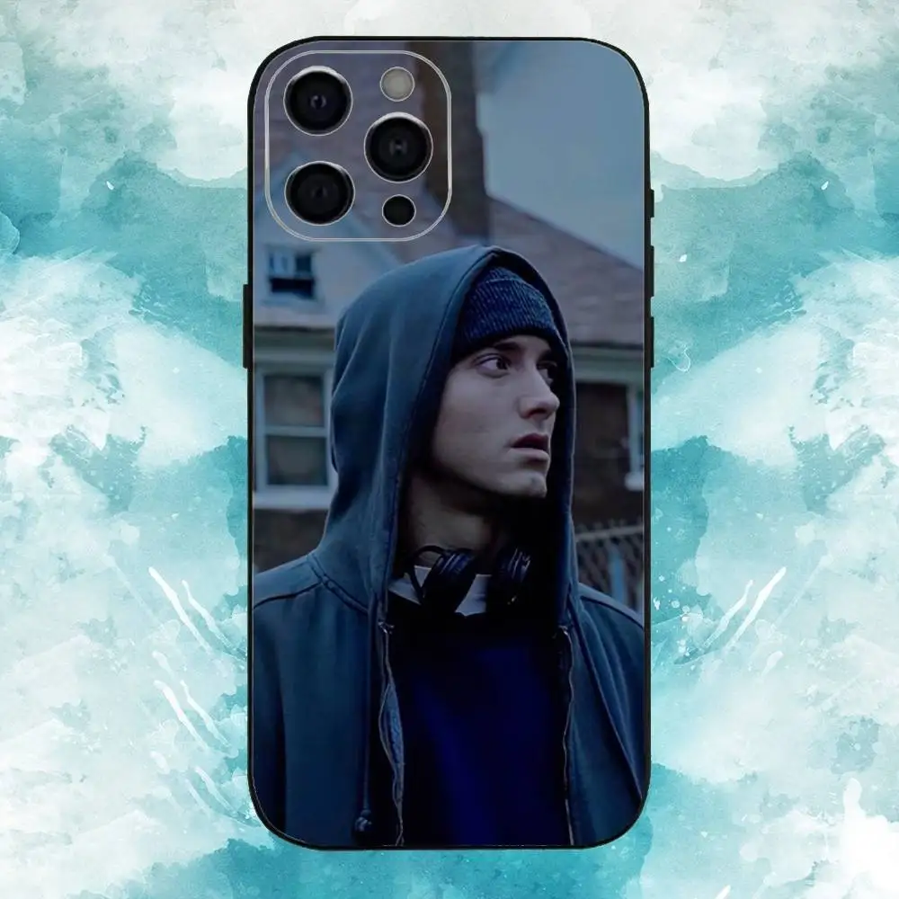 حافظة هاتف R-Rapper T-Tobey E-Eminem لهاتف iPhone17,16,15,14,13,12,11 Plus، Pro Max غطاء أسود ناعم #6