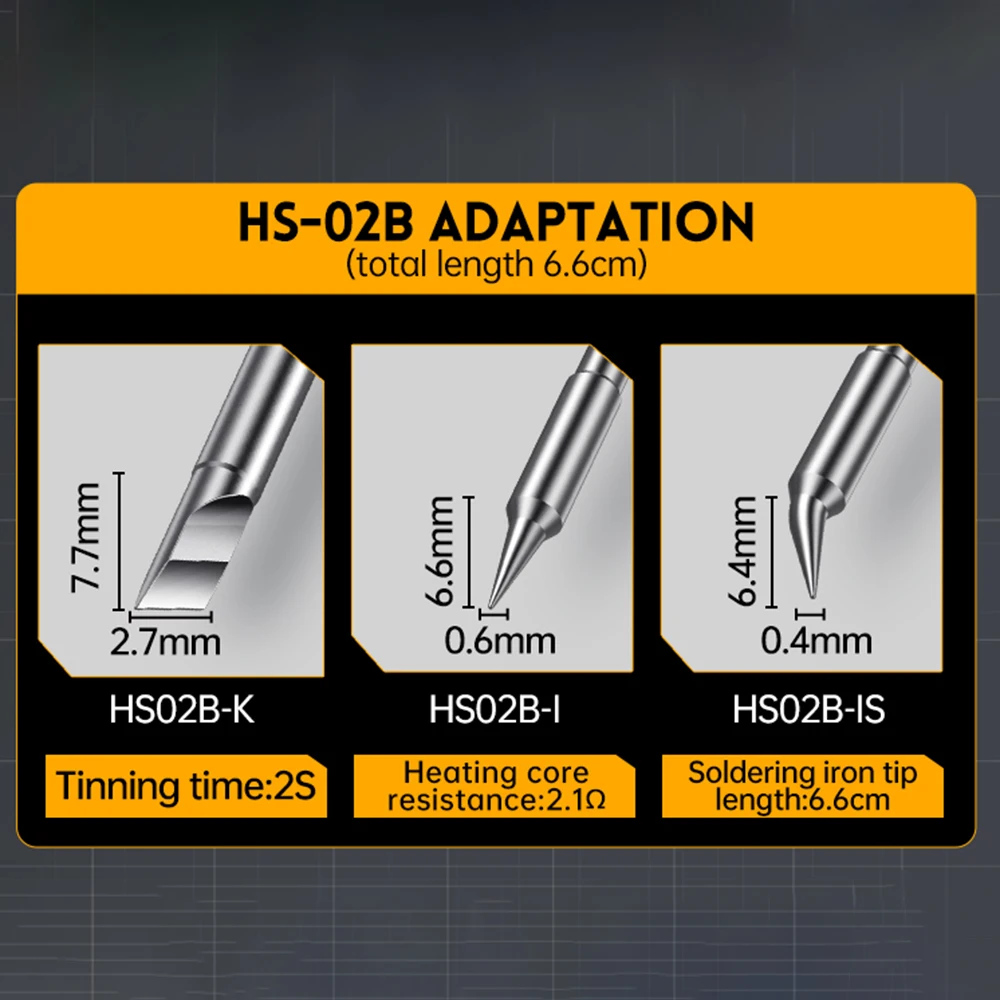 HS-02 Soldeerbout Smart Sleep Ips Kleurenscherm 100-450 ℃ Soldeerstation Pd 100W Reparatietool