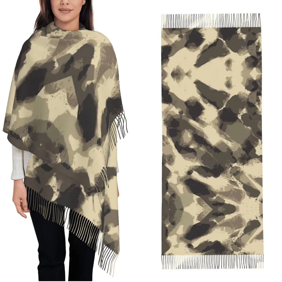 

Women's Scarf with Tassel Camouflage Large Winter Fall Shawl Wrap camouflage Gifts Pashmina Scarves