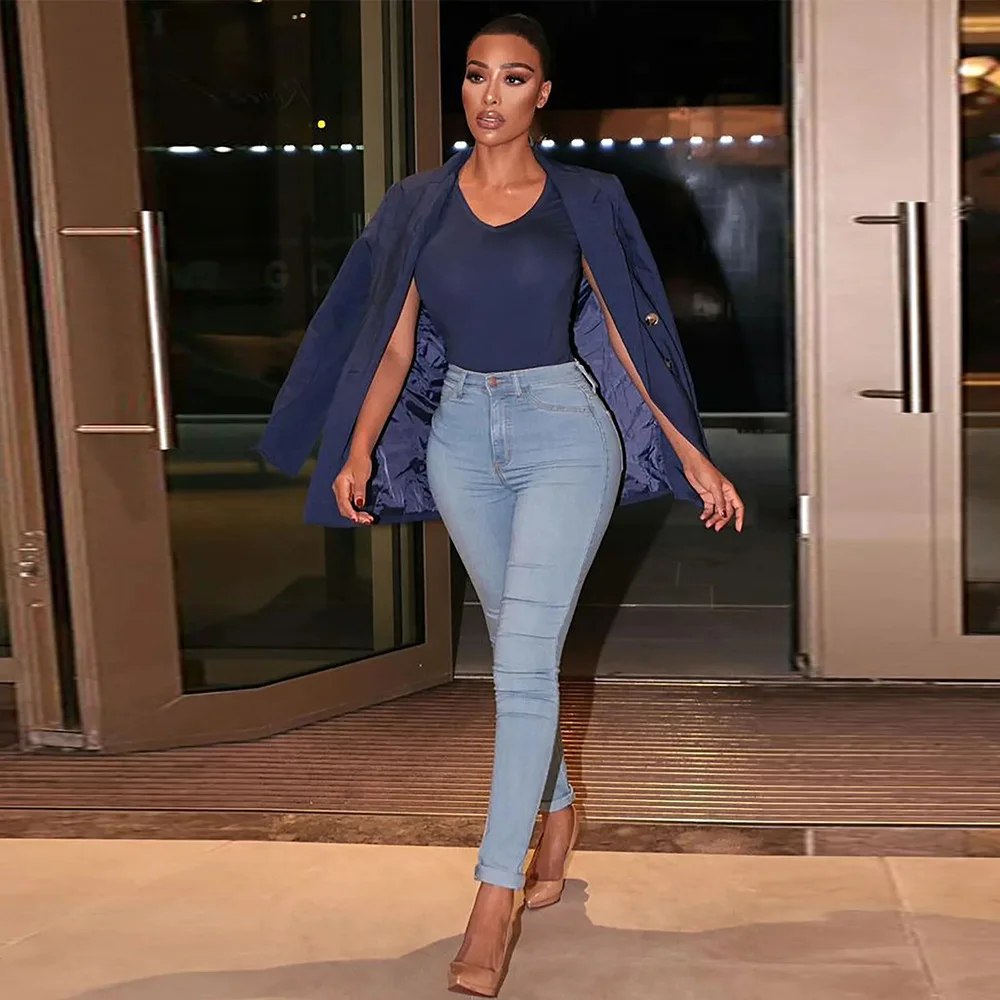 Women Sexy Skinny Pencil Jeans European American Style Plus Size Elastic Ins Trendy Female Denim Long Pants