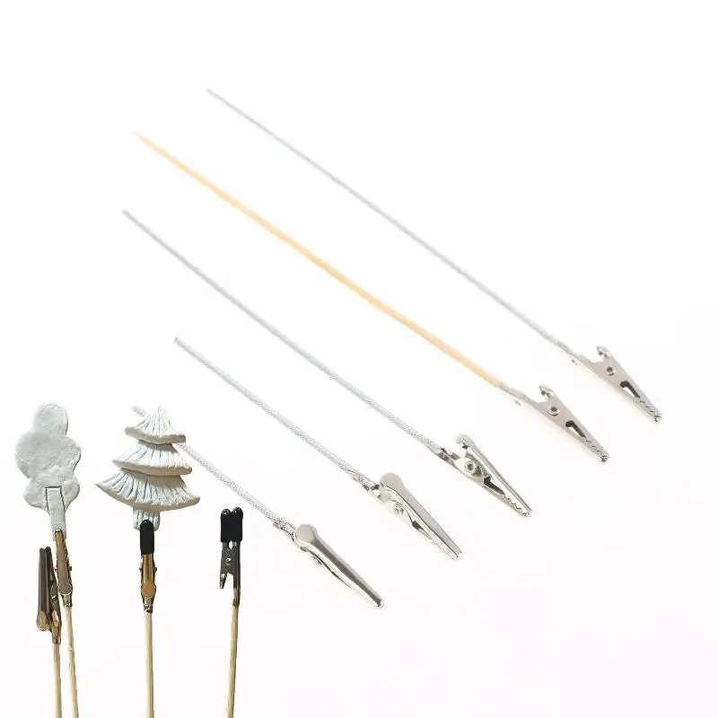 10/20/50Pcs DIY Accessories Wood And Metal Painting Stand Alligator Clip Stick Modeling Tool For Airbrush Model Part
