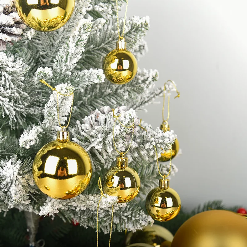 Gold/Silver/Red Christmas Balls Ornaments 6/8/10/12cm PVC Ball Xmas Tree Hanging Pendant Christmas Decor New Year Party Gifts