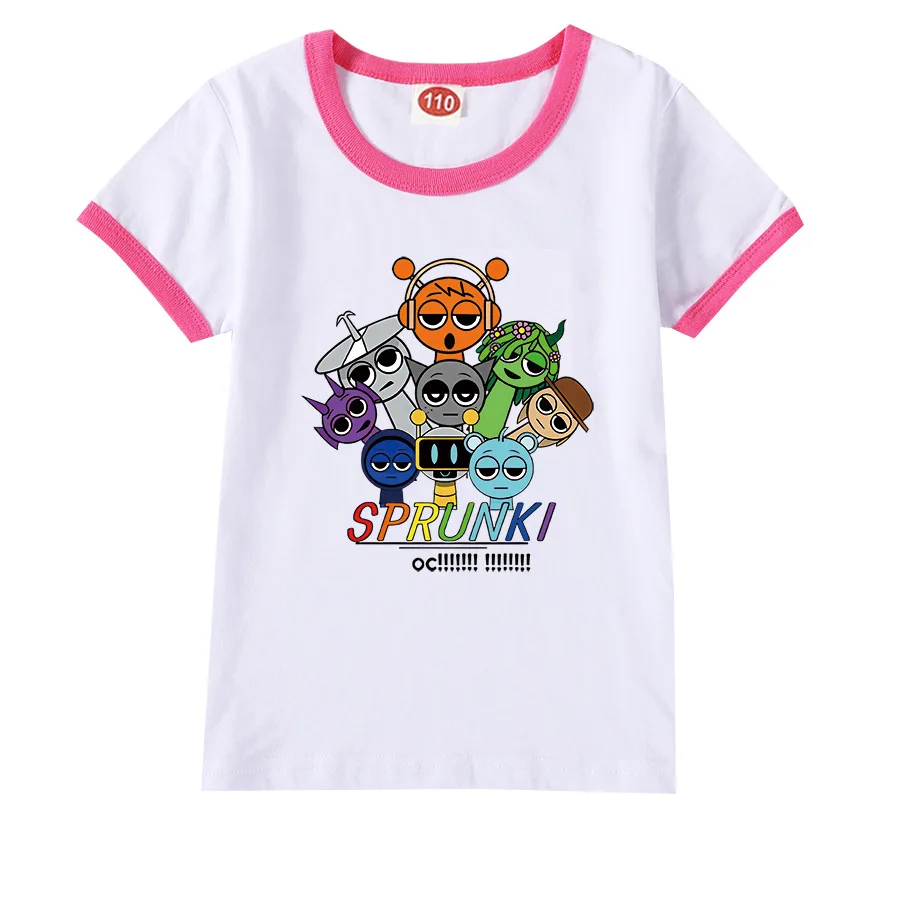 

Cute Sprunki T Shirts Children Game Incredibox T-shirt Boys Girls Summer Cartoon Clothes Baby Short Sleeved Tops 2-15T