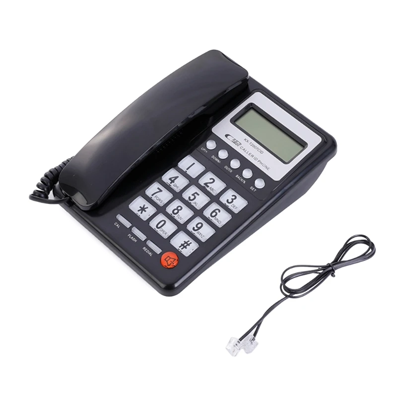 WiredLandline Phone Corded Desk Telehone with CallerID Stable LCD Clear Display DTMF/FSKfor Office and Home Use