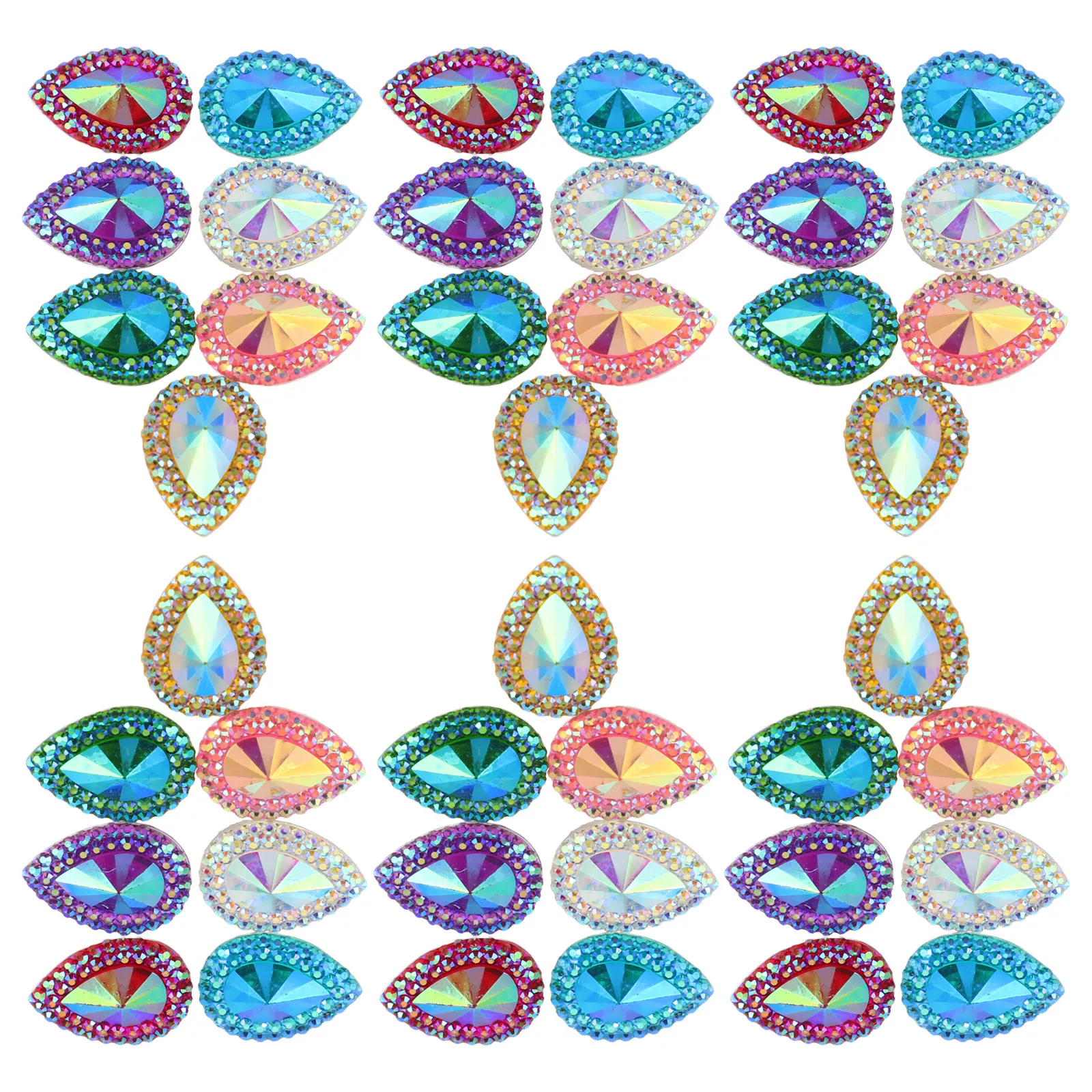 

100Pcs Waterdrop Resin Rhinestones Sparkling Flatback DIY Jewelry Making Sewing Clothes Bags Shoe Decorations Shoe Chain Charms